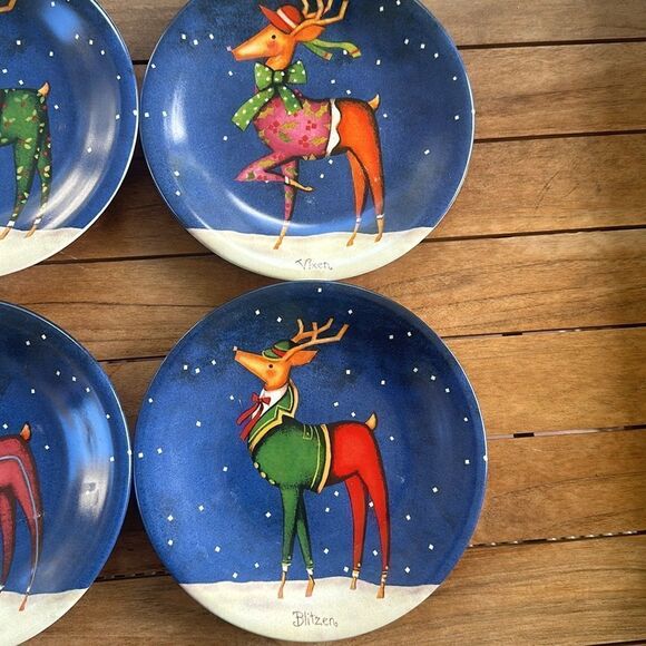 Certified Intern. 6 Rebecca Ruegger Vintage 8” Reindeer Plates - Picture 4 of 5